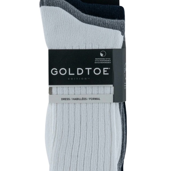 GoldToe Edition Mens Everyday Rib Crew Socks Assorted, 3 Pack - Picture 2 of 6